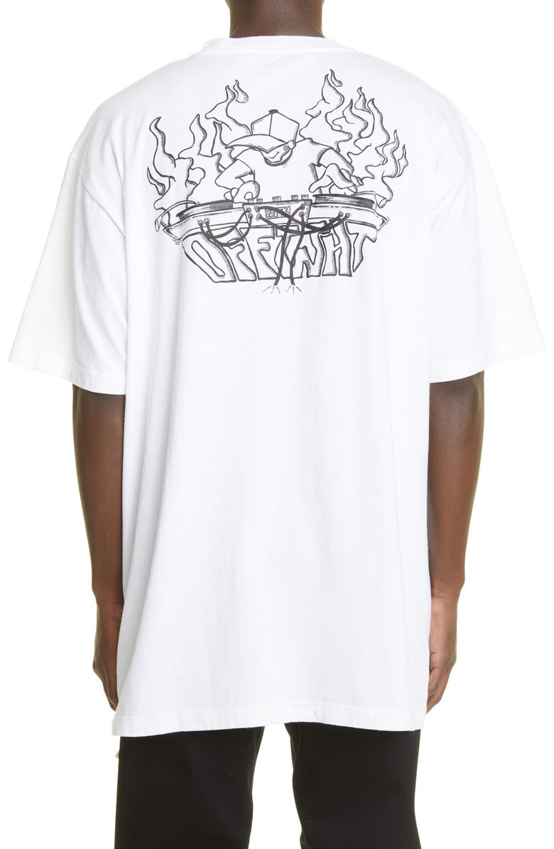 Off-White Men's DJ Play Extra Long Graphic Tee, Alternate, color,