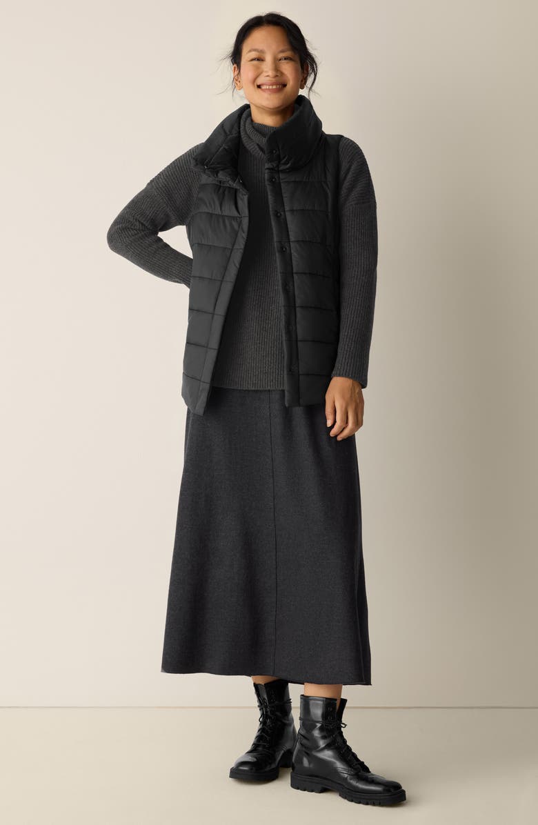 Eileen Fisher Stand Collar Puffer Vest, Alternate, color, Black