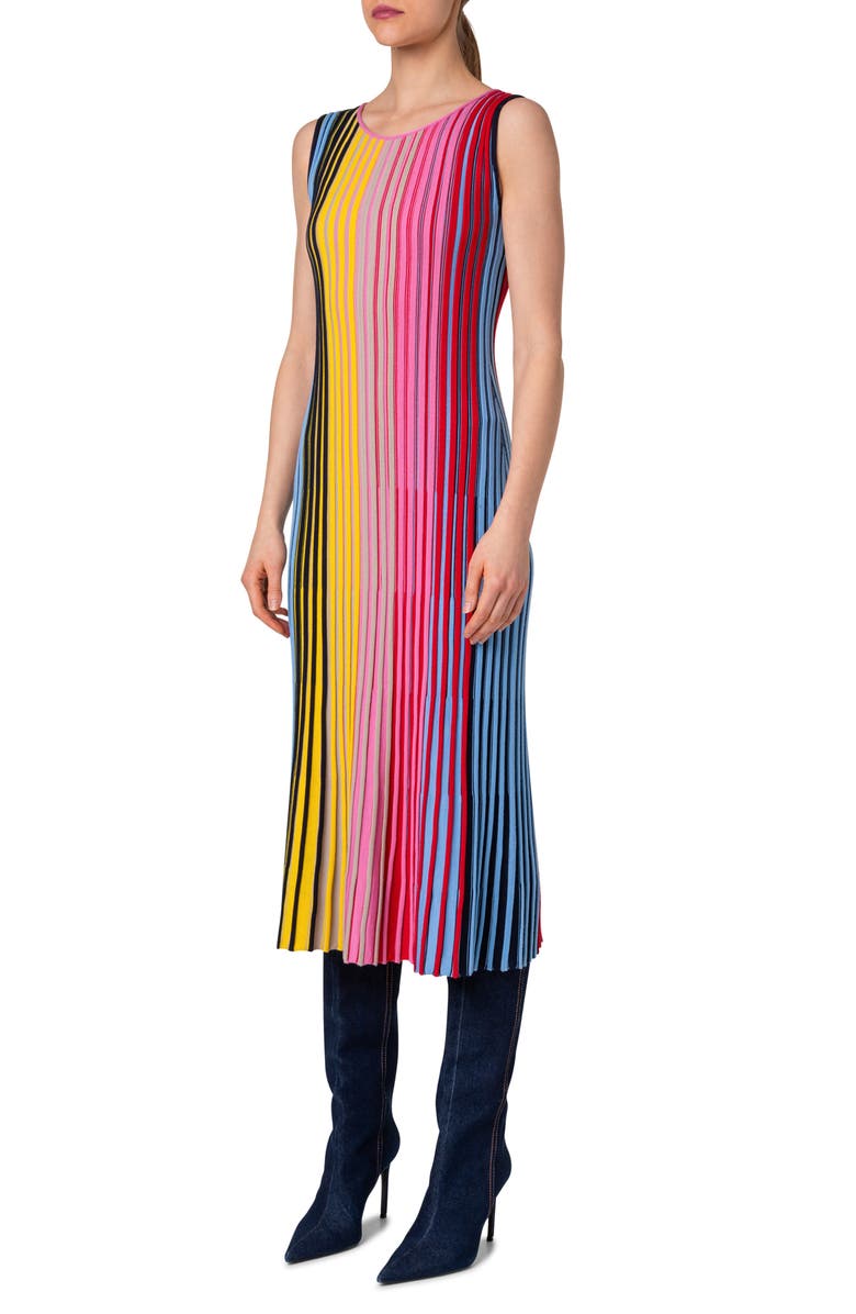 Akris punto Rainbow Stripe Wool Sweater Dress, Alternate, color, 