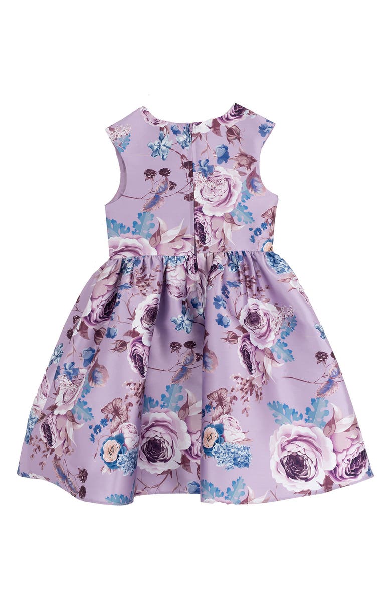 Rare Editions Kids' Printed Mikado Fit & Flare Party Dress, Alternate, color, Lilac