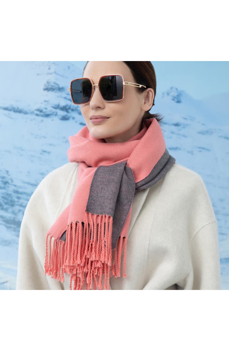 Youzey The Victoria- Reversible Scarf in Pink and Grey, Alternate, color, Pink/Grey