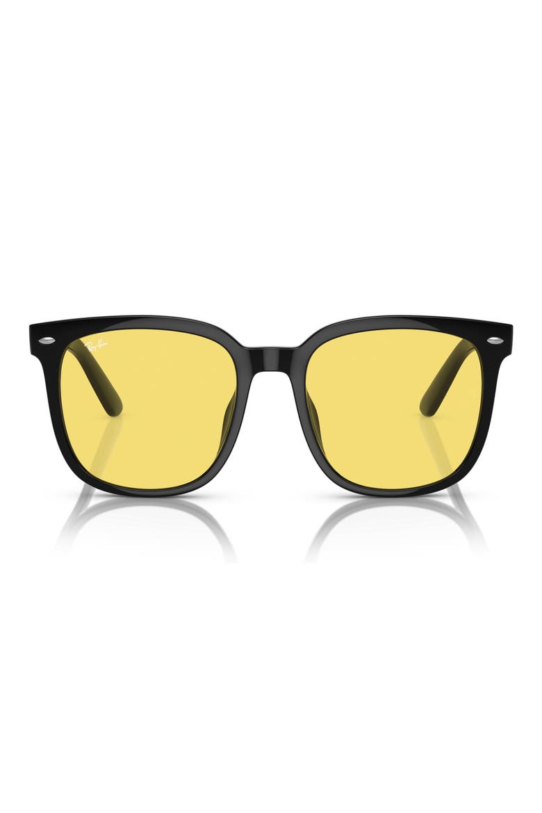 57mm Square Sunglasses, Main, color, BLACK / YELLOW