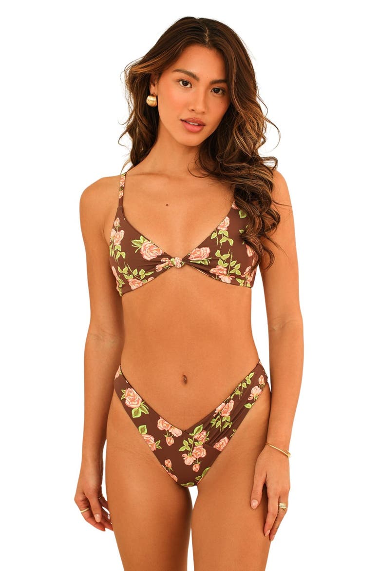 Zen Triangle Knotted Bikini Top, Alternate, color, Rosebud