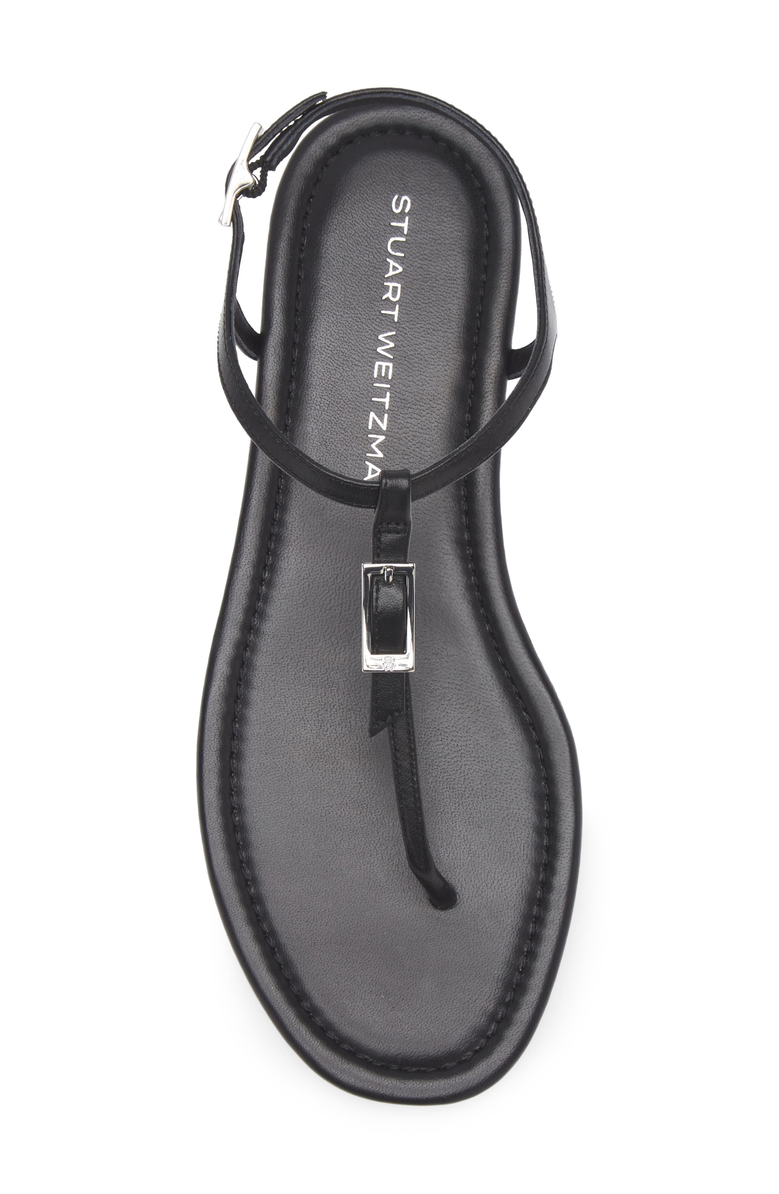 Stuart Weitzman Georgie T-Strap Sandal, Alternate, color, Black