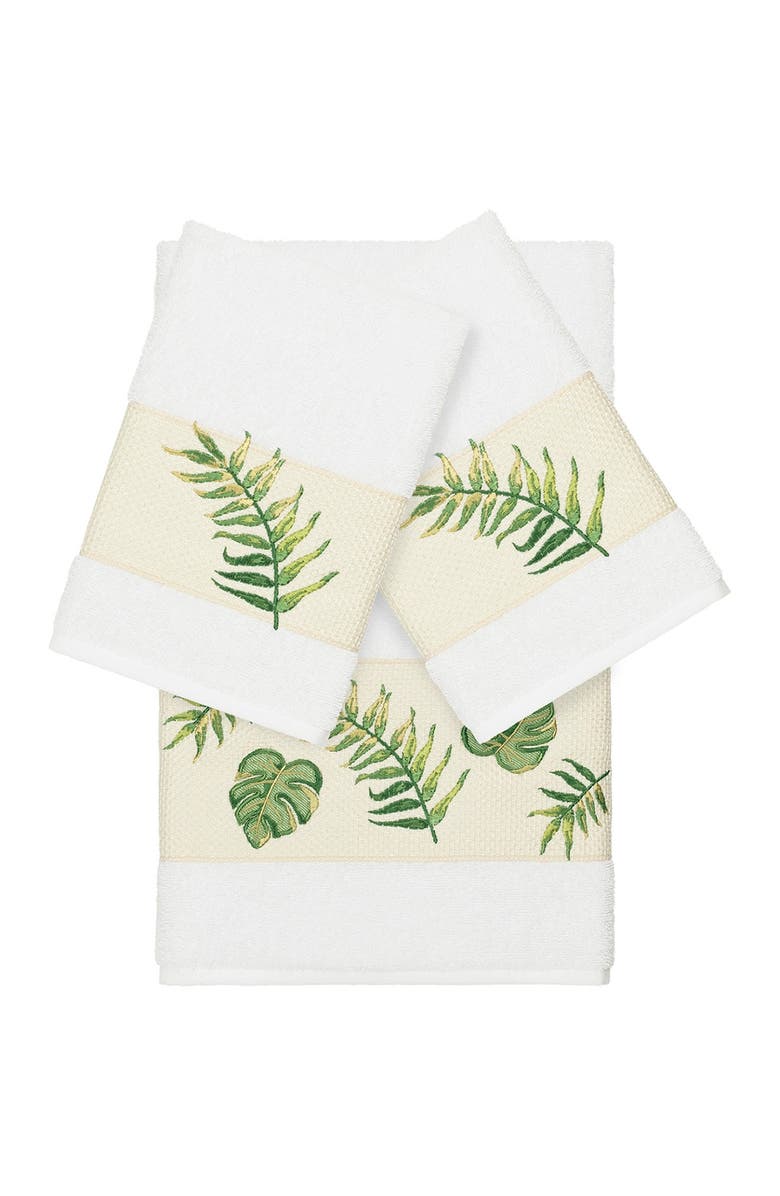 Linum Home Textiles Zoe 3-Piece Embellished Towel - White, Main, color, White