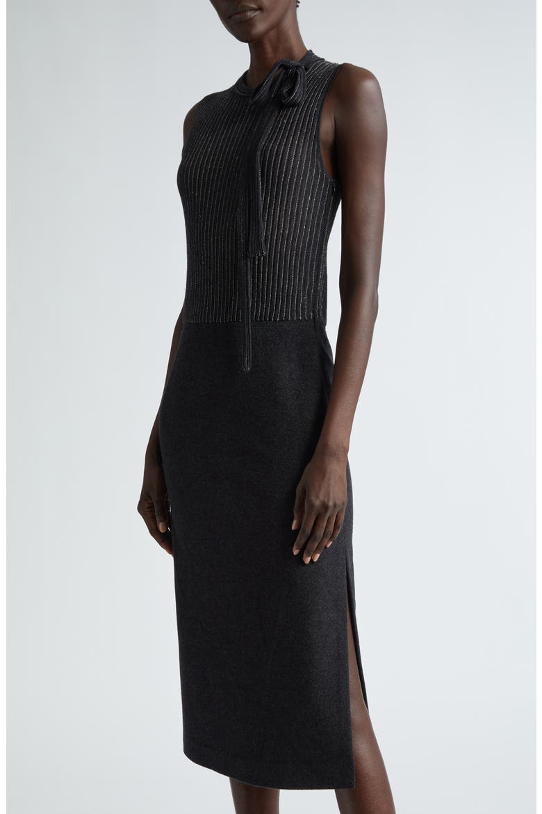 Mixed Media Midi Sweater Dress, Alternate, color, HEATHER CARBON