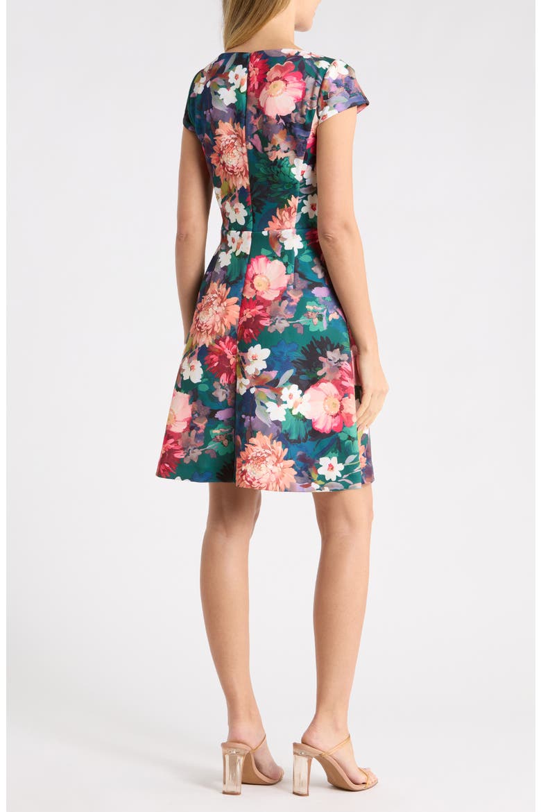 Pleated Scuba Dress, Alternate, color, GREEN MULTI