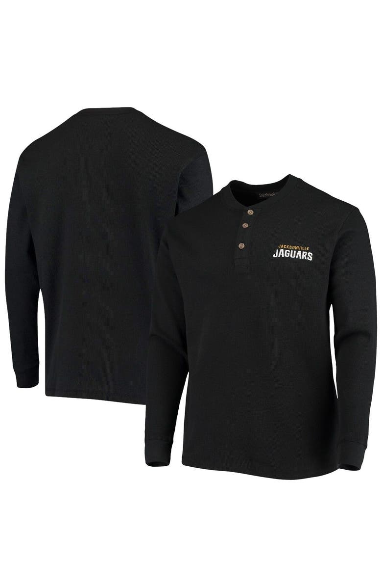 DUNBROOKE Men's Dunbrooke Black Jacksonville Jaguars Logo Maverick Thermal Henley Long Sleeve T-Shirt, Alternate, color, Black