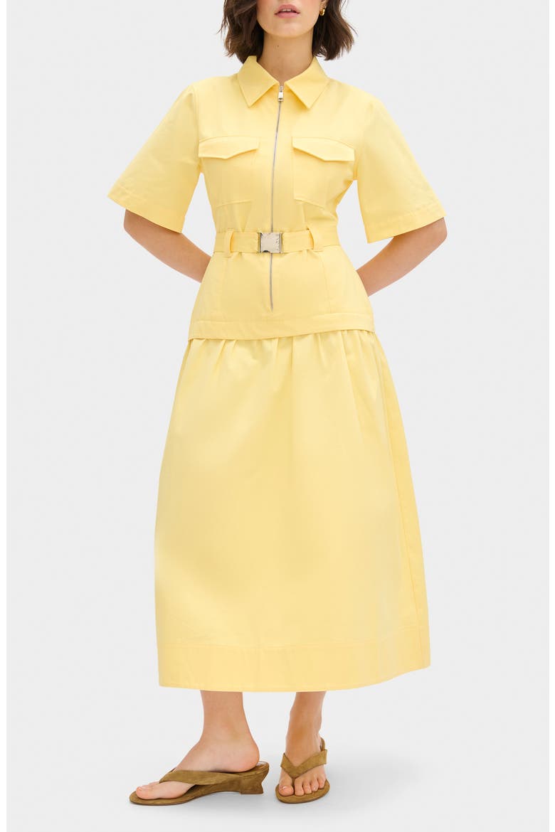 Pearl Short Sleeve Organic Cotton Midi Dress, Main, color, YELLOW