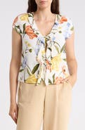 Ellen Tracy Ruffle Tie Front Top