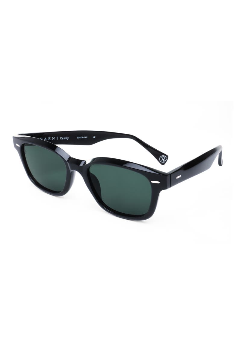 Carby 53mm Polarized Round Sunglasses, Alternate, color, RECYCLED BLACK/ GREEN POLAR