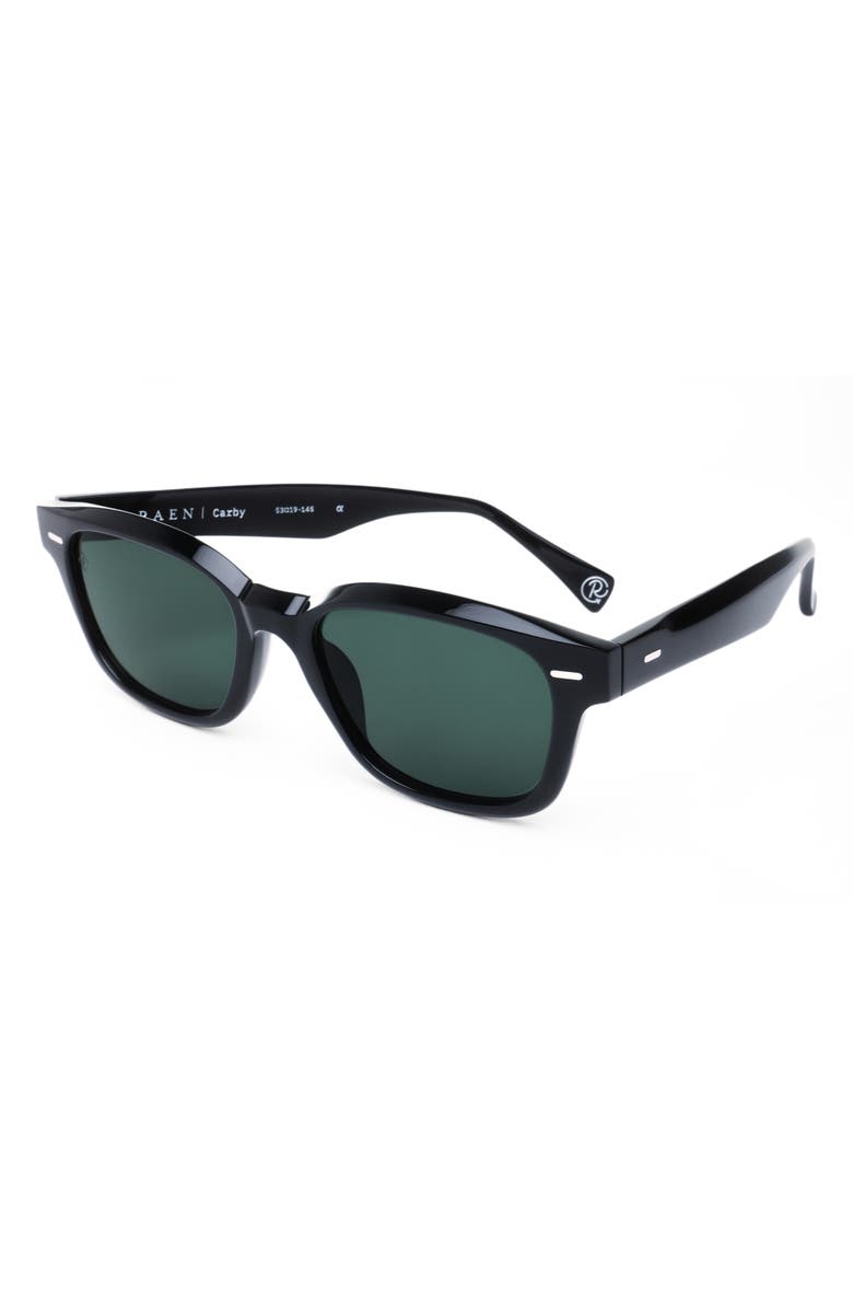 RAEN Carby 53mm Polarized Round Sunglasses, Alternate, color, Recycled Black/ Green Polar