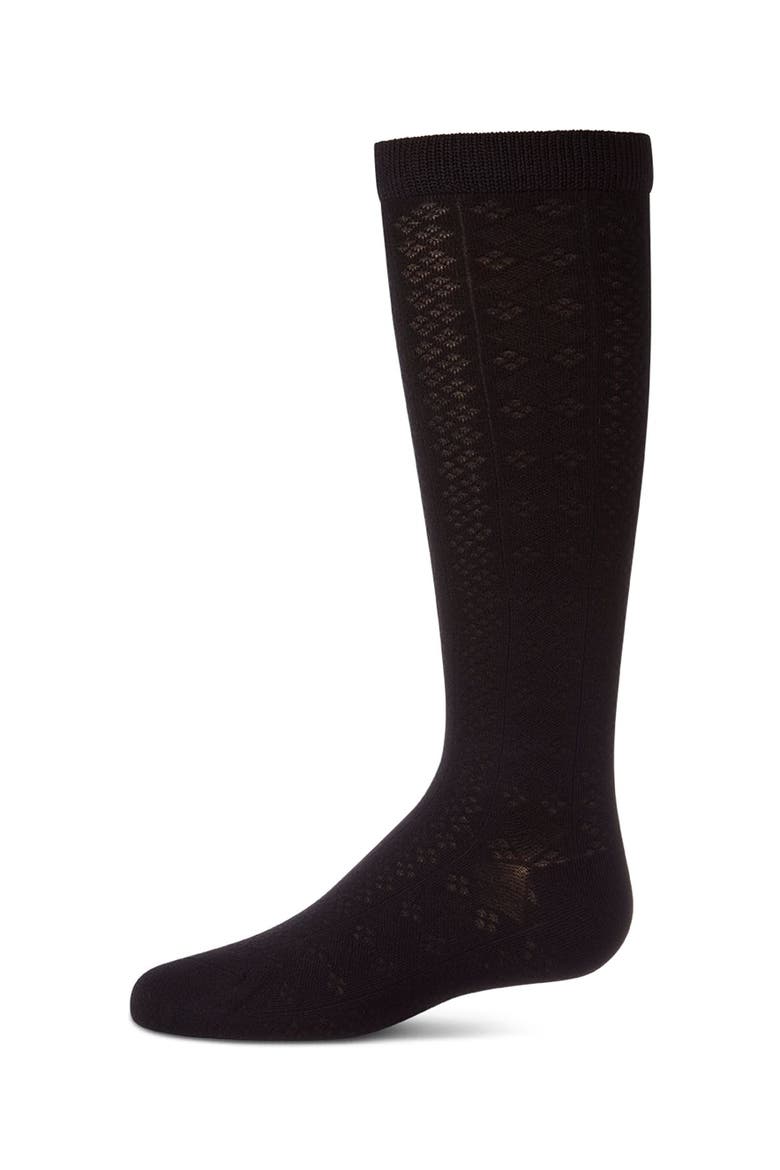 Diamond-Patterned Knee Sock, Main, color, Black
