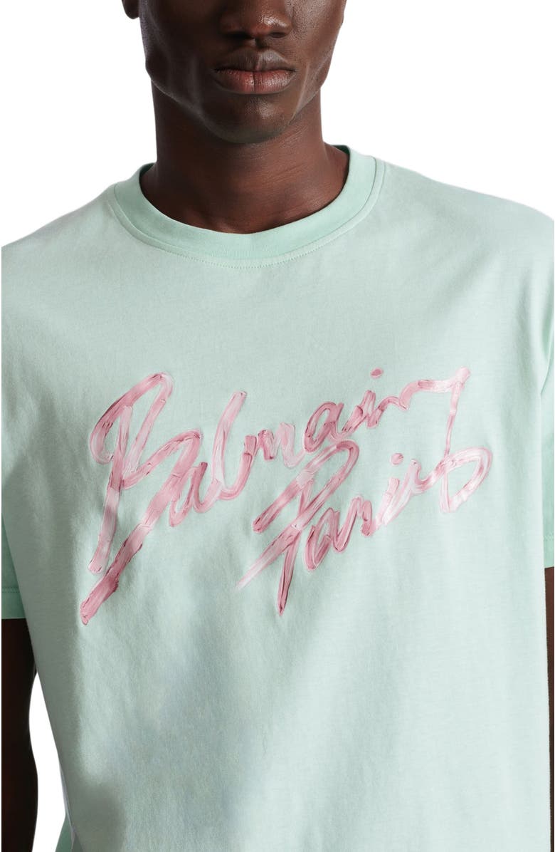 Balmain Printed cotton T-shirt, Alternate, color, Green