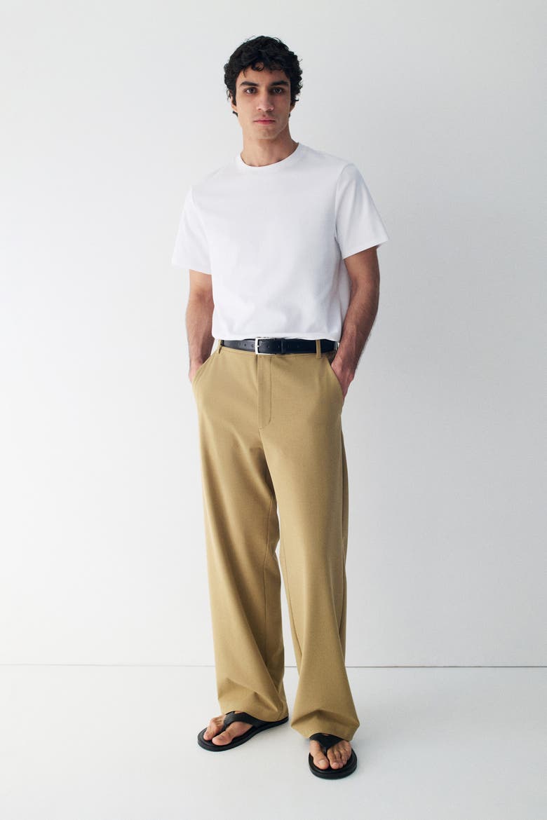 Four-way Stretch Wide-cut Pull-on Pants, Alternate, color, Beige