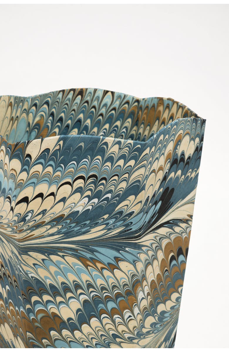 Inner Child Hand-Marbled Scallop Waste Bin / Storage Bin, Alternate, color, Nila Feathers