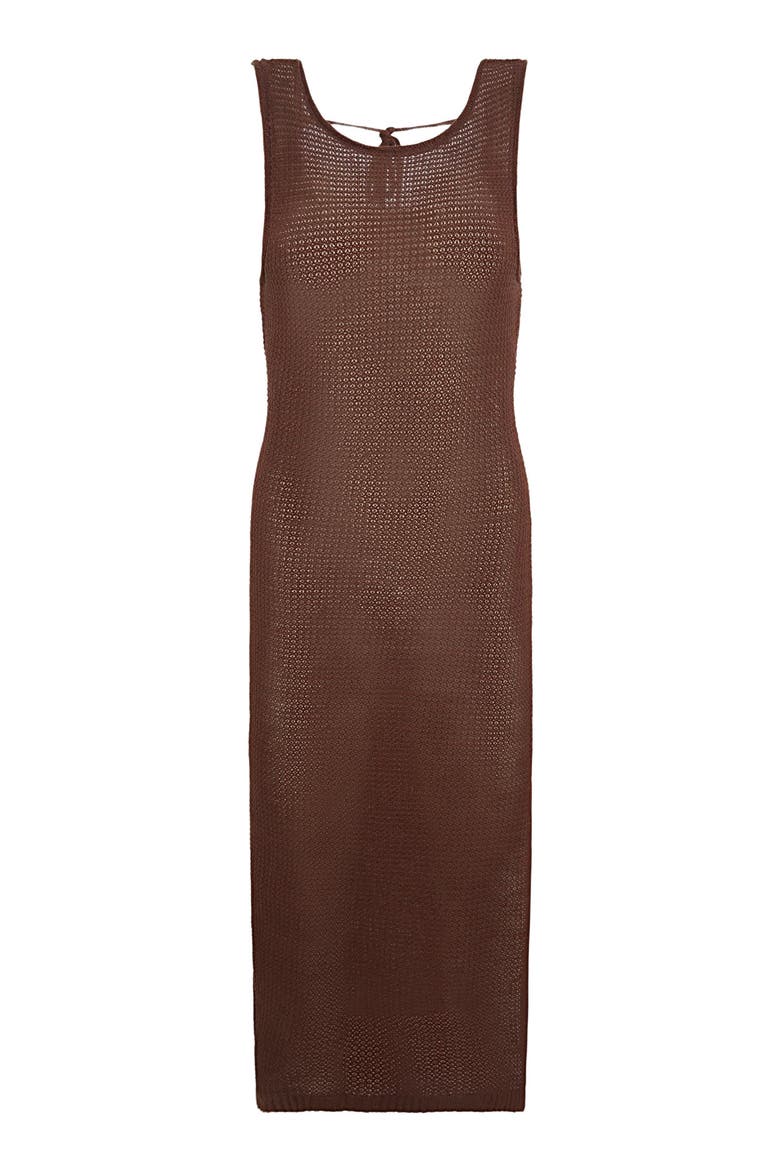 Linen Knit Low Scoop Back Maxi Dress, Alternate, color, Brown