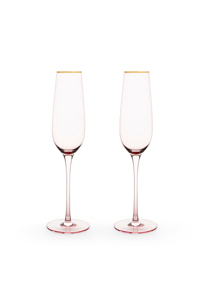 Rose Crystal Champagne Flutes Set of 2, Alternate, color, Pink