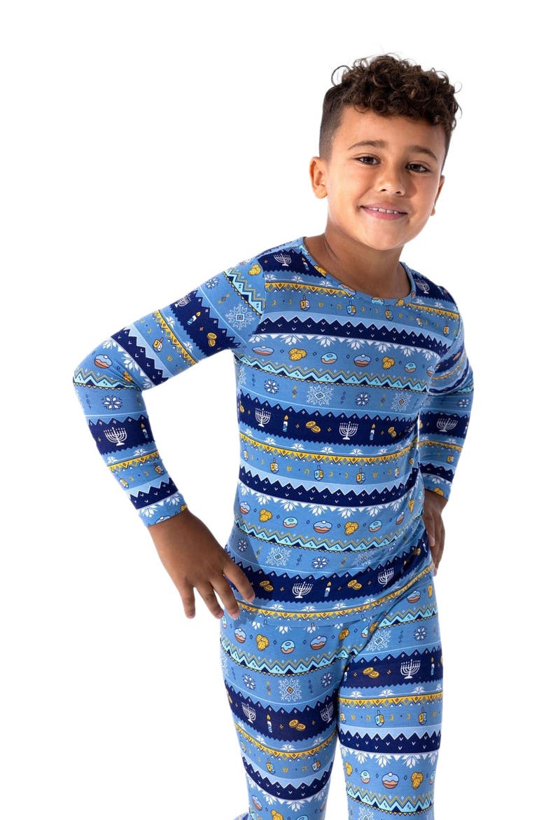 Kids' Hanukkah Fair Isle Set of 2 Piece Pajamas, Alternate, color, Hanukkah Fair Isle
