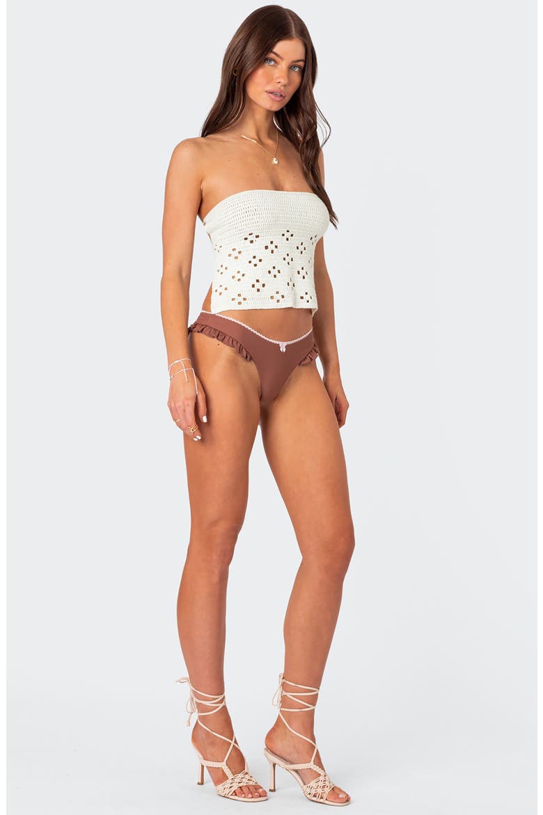 Niki Crochet Tie Back Strapless Top, Alternate, color, CREAM