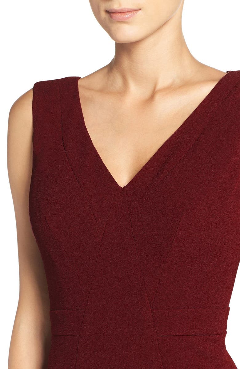 Adrianna Papell Seamed Woven Sheath Dress, Alternate, color, Black Cherry