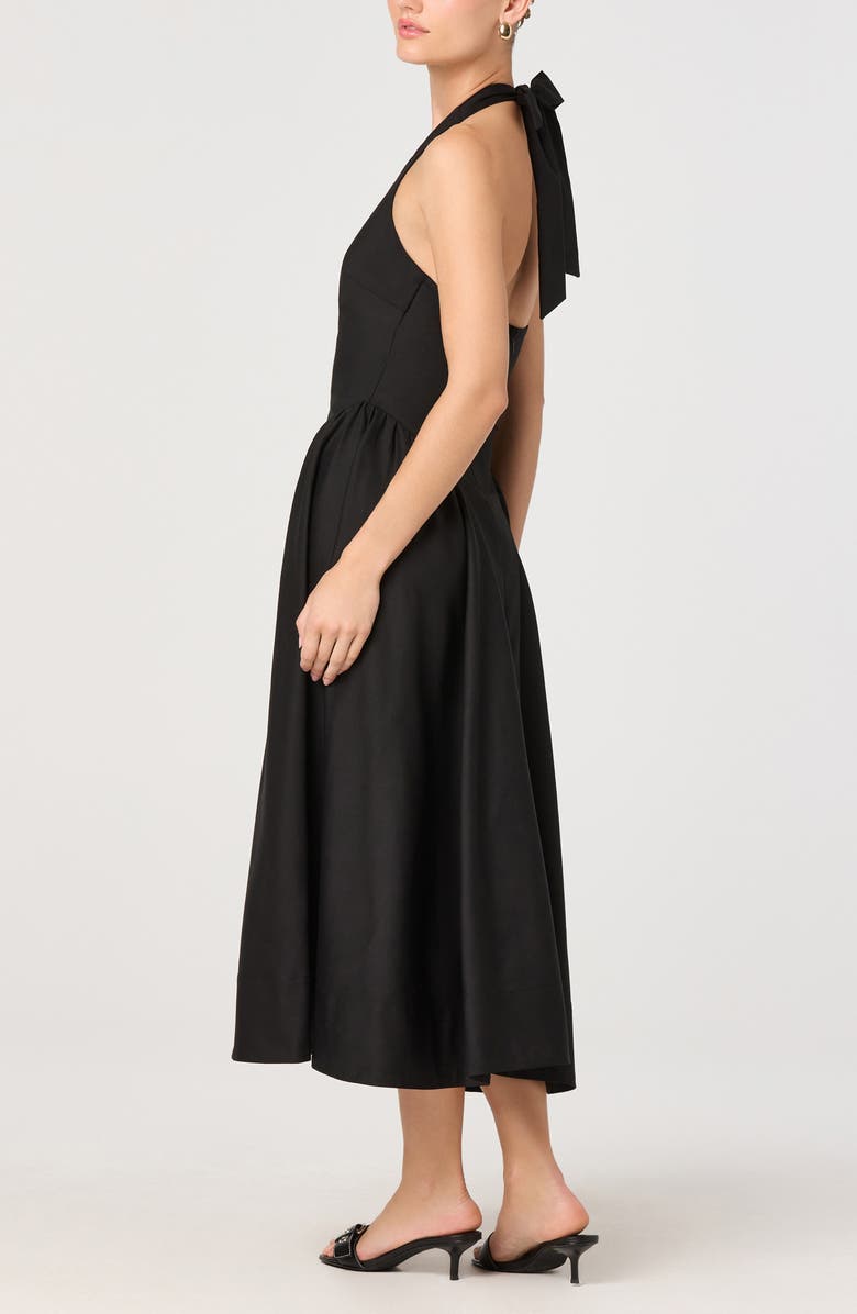 ASTR the Label Meana Halter Neck Cotton Blend Dress, Alternate, color, Black