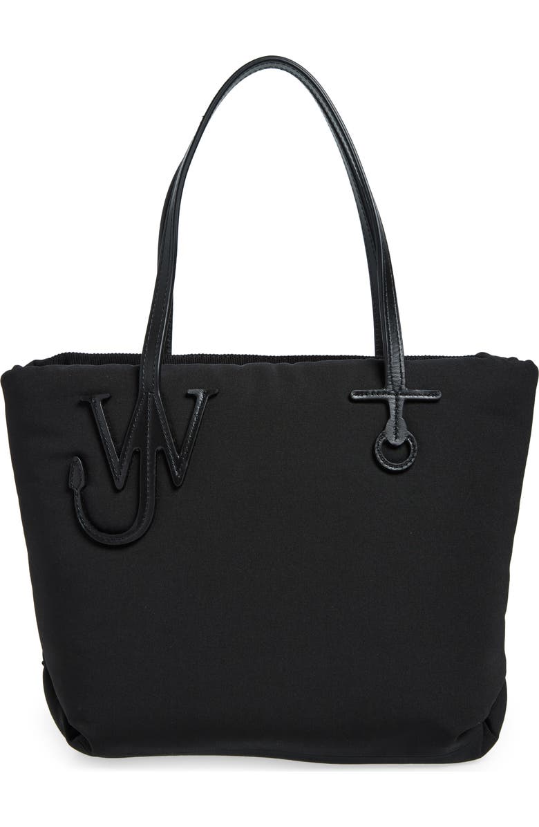 JW Anderson Small Anchor Puffy Canvas Tote, Main, color, Black