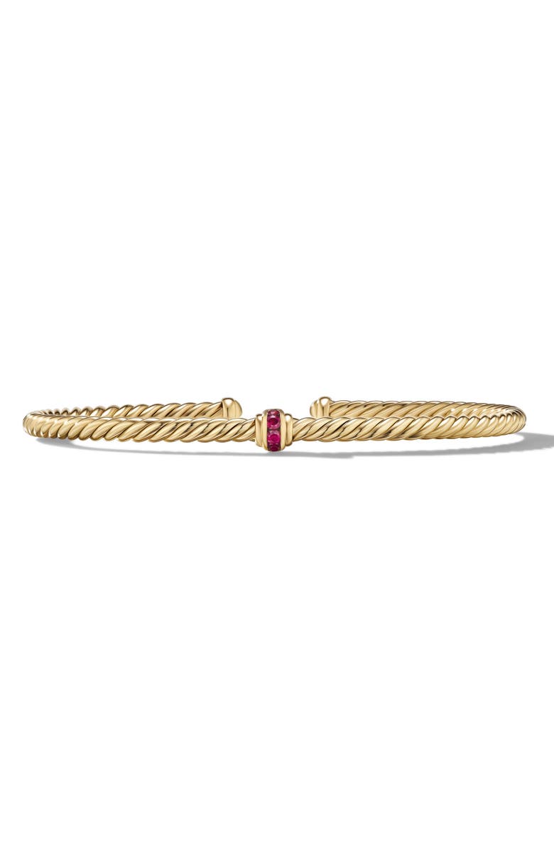 David Yurman Classic Cablespira<sup>®</sup> Station Bracelet in 18K Yellow Gold with Pavé Semiprecious Stones, 3mm, Main, color, 18K Yellow Gold