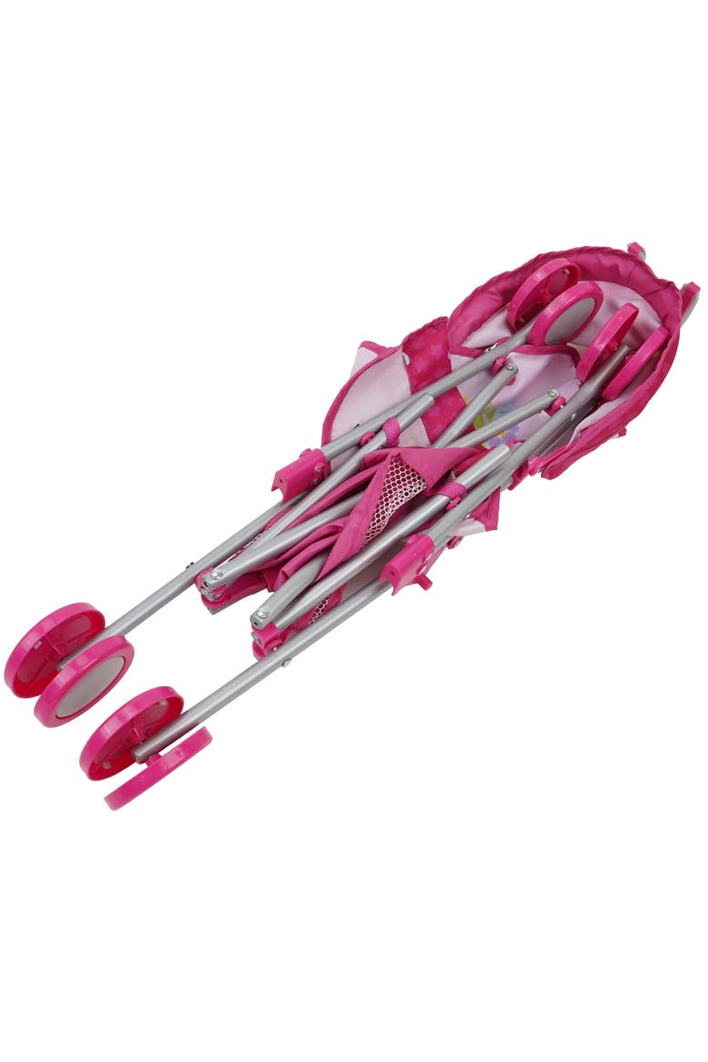 Garden Doll Stroller W/ Retractable Canopy, Safety Harness, Storage Basket, Alternate, color, Pink