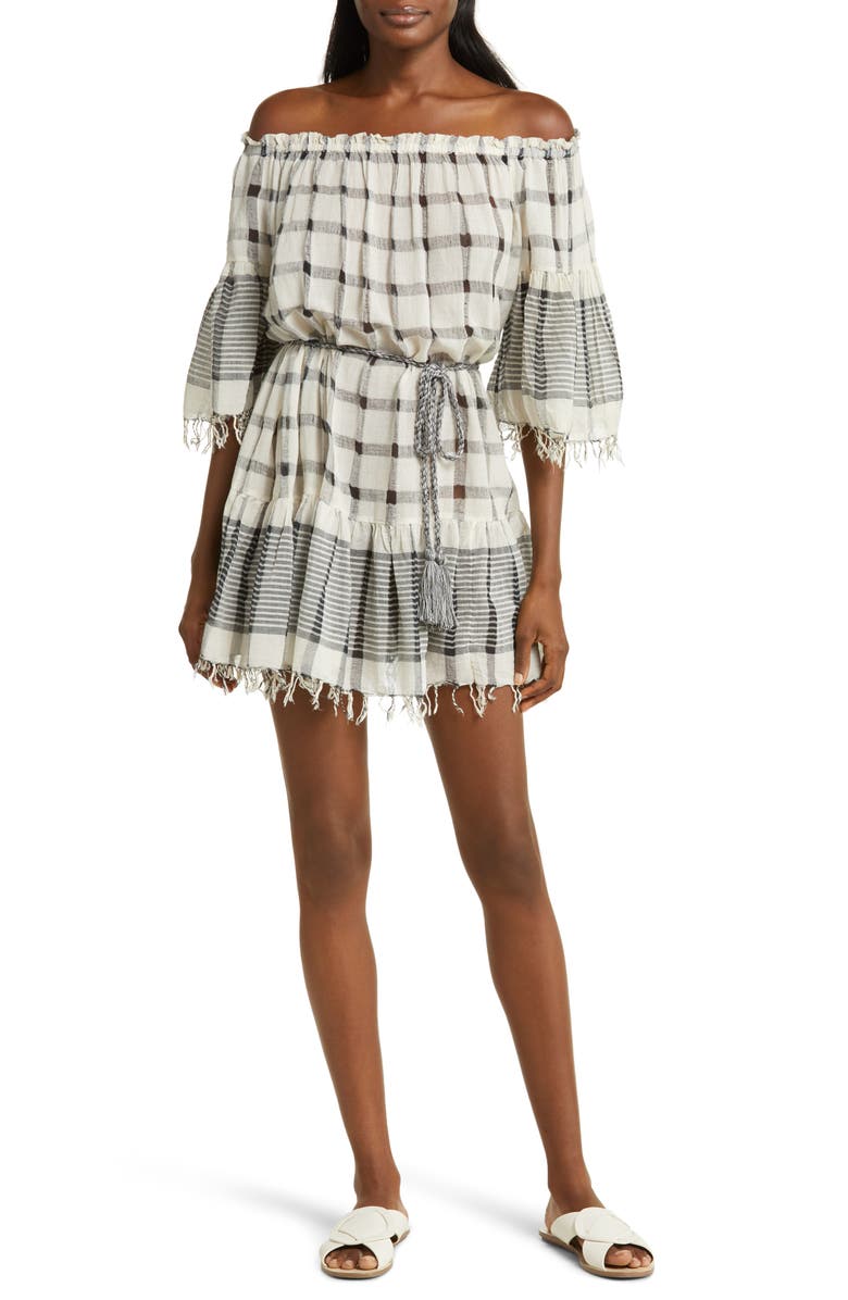 Ulla Johnson Hollace Off the Shoulder Cover-Up Minidress, Main, color, Eclipse