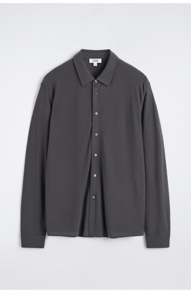 COS Draped Cotton-jersey Shirt, Alternate, color, Charcoal