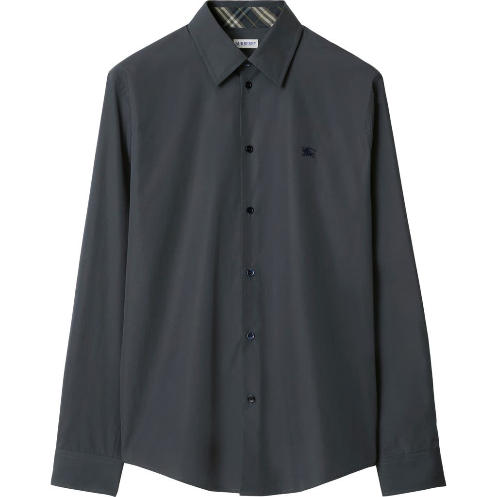 Burberry Slim Fit Cotton Shirt In Indigo