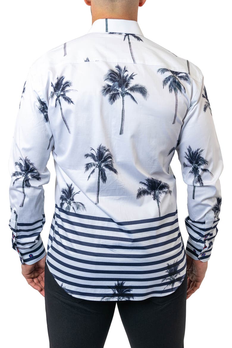 Fibonacci Nuitpalm White Contemporary Fit Button-Up Shirt, Alternate, color, WHITE