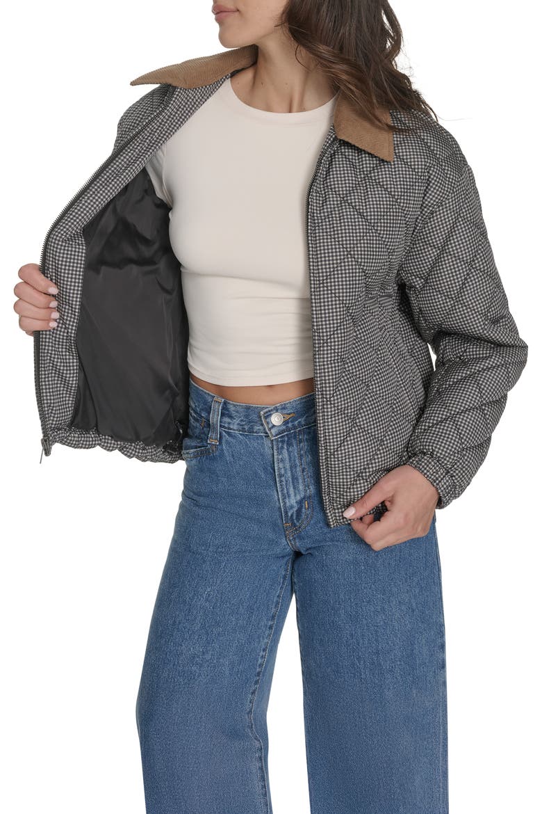 Diamond Quilted Jacket, Alternate, color, BLACK/ WHITE GINGHAM