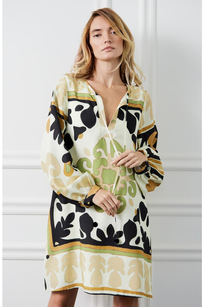 Jeinny Long Sleeve Shift Dress, Alternate, color, BROWN MULTI