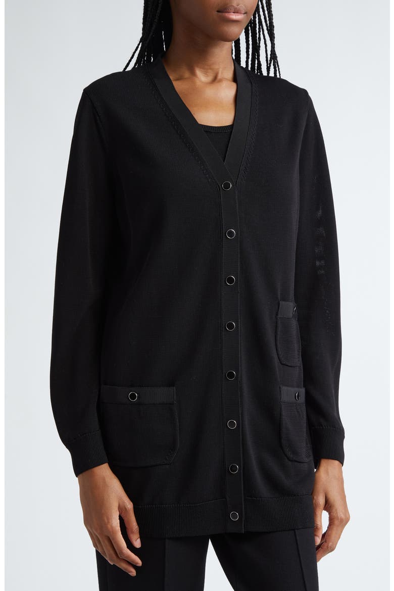 Three-Pocket Long Cardigan, Alternate, color, BLACK
