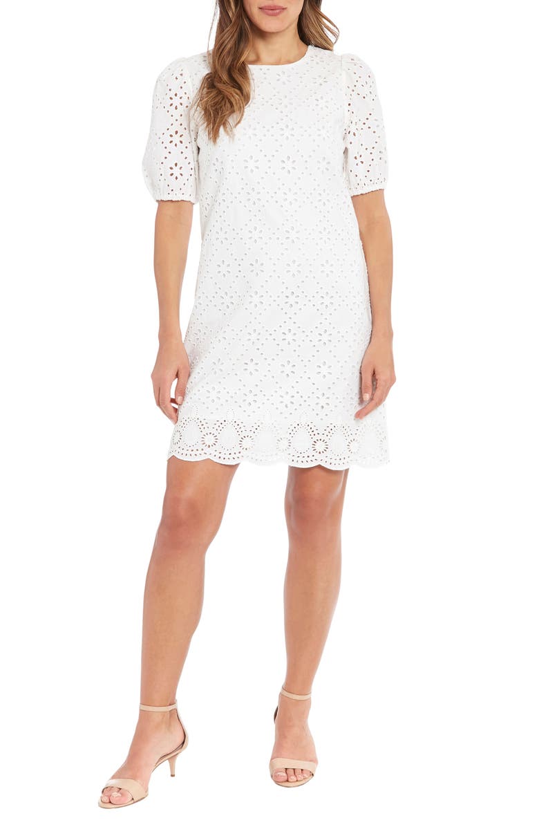 London Times Cotton Eyelet Shift Dress, Main, color, 