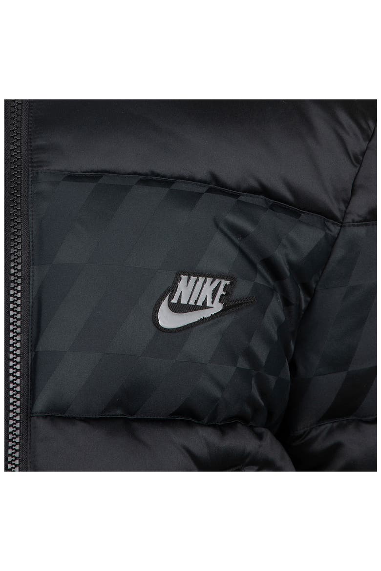 Kids' Jacquard Hazard Stripe Puffer Jacket, Alternate, color, BLACK