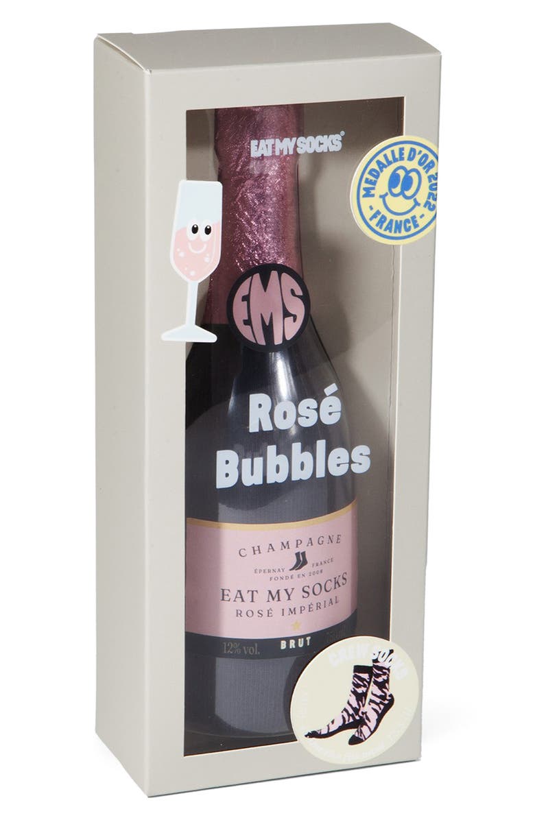 doiy Rose Bubbles 3D Crew Socks, Alternate, color, Pink/ Black