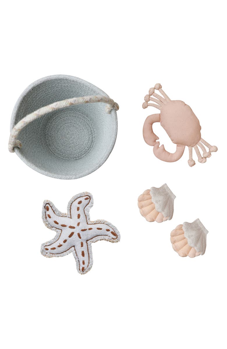 Lorena Canals Island Washable Cotton Rug, Basket & Sea Creature Set, Alternate, color, Natural Blue Sage Rose Vintage