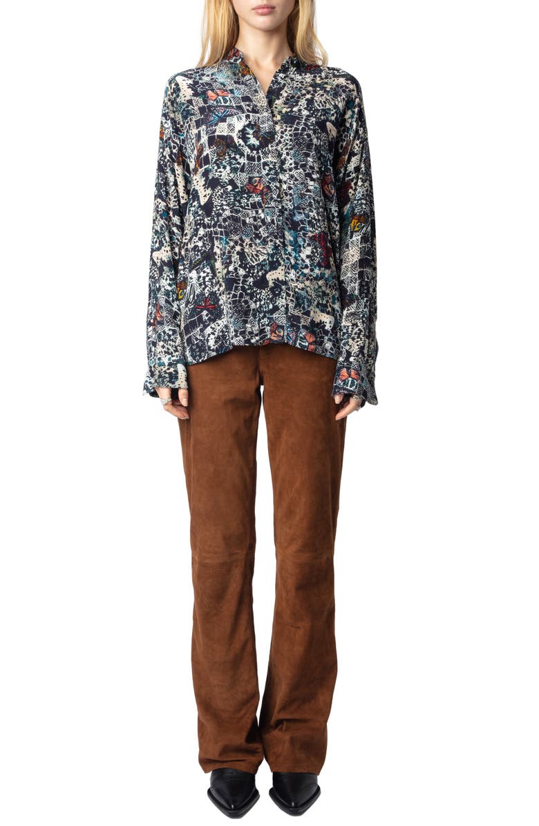 Zadig & Voltaire Truett Soft Butterflies Button-Up Shirt, Alternate, color, 