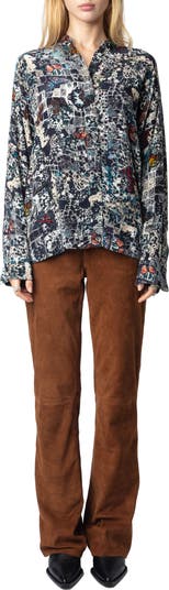 売れ筋商品|||ザディグ エ ヴォルテール シャツ レディース トップス TRUETT SOFT BUTTERFLIES - Button-down blouse - encre Zadig & Voltaire Truett Soft Butterflies Button-Up Shirt