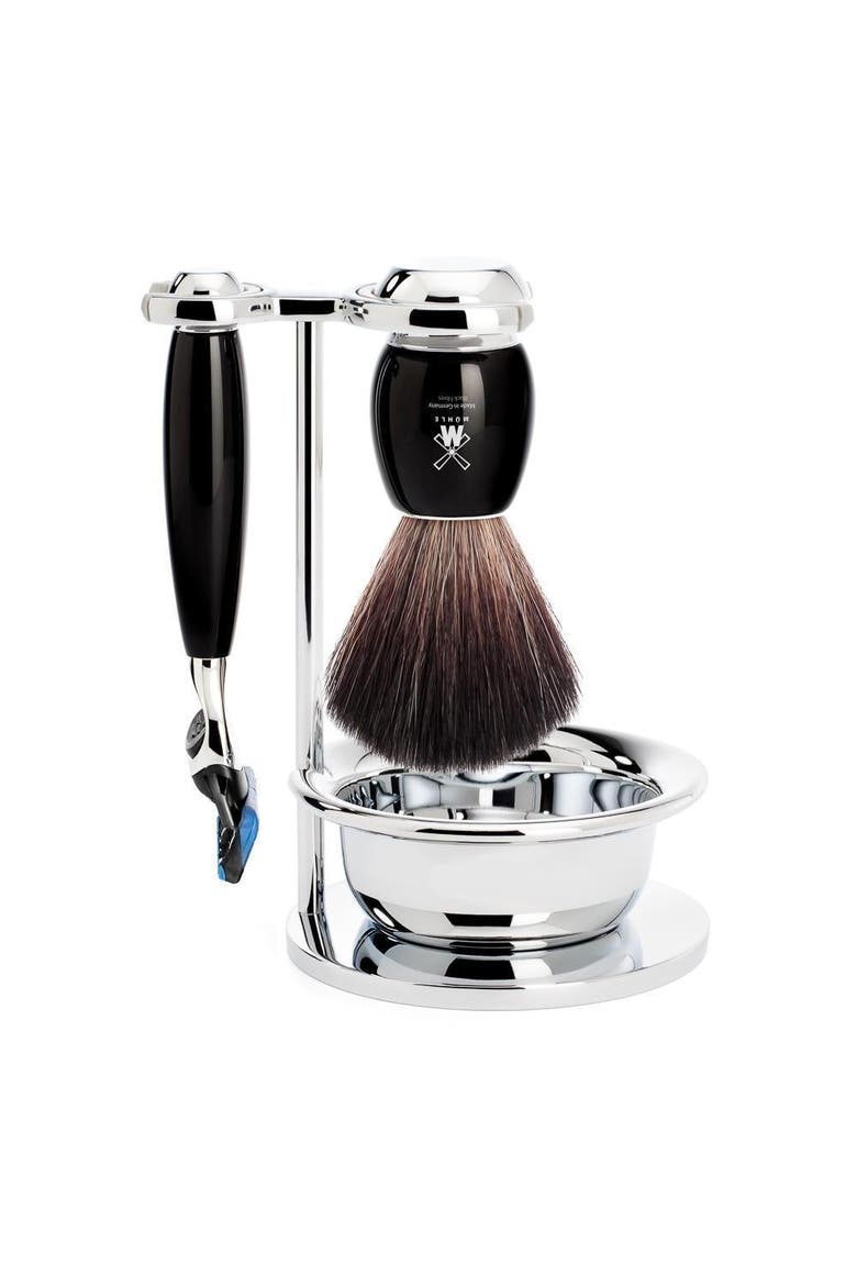 Vivo Black Resin 4-Piece Black Fiber & Fusion Shaving Set, Main, color, Black