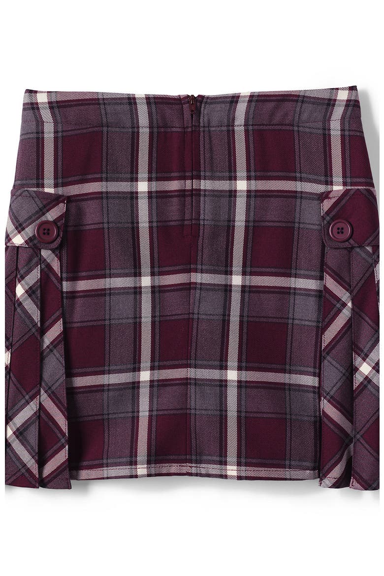 Girls Plus Side Pleat Plaid Skort Above the Knee, Alternate, color, Burgundy/Gray Plaid
