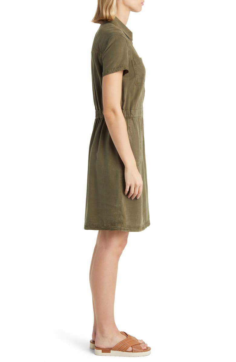 Caslon<sup>®</sup> Utility Short Sleeve Zip Front Shirtdress, Alternate, color, Olive Sarma
