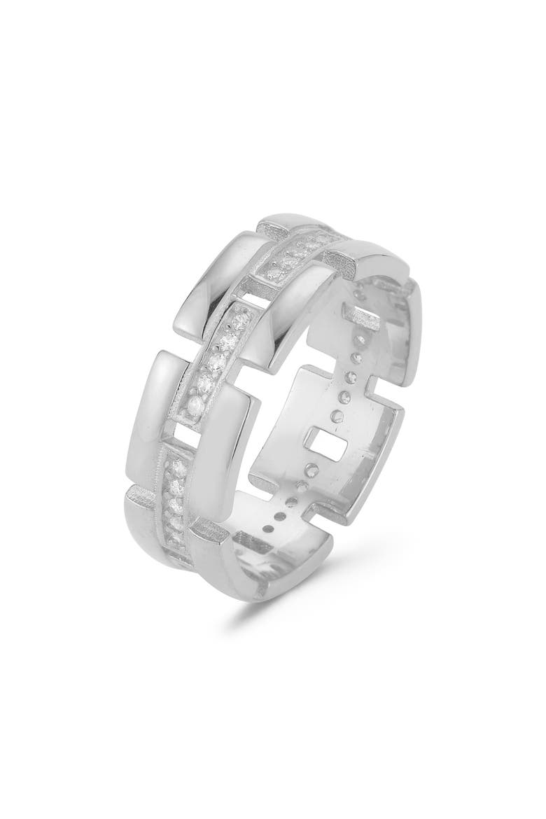 Link Band Ring, Alternate, color, SILVER