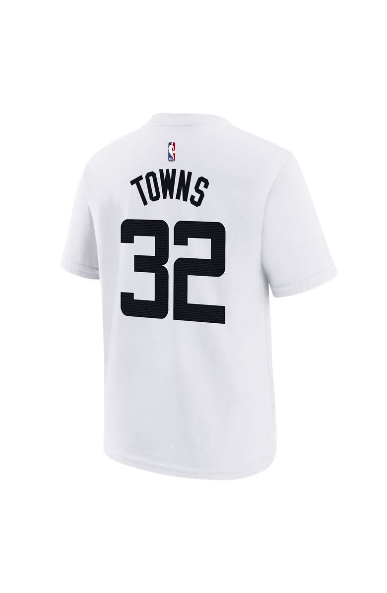 Nike Youth Nike Karl-Anthony Towns White Minnesota Timberwolves 2022/23 City Edition Name & Number T-Shirt, Alternate, color,