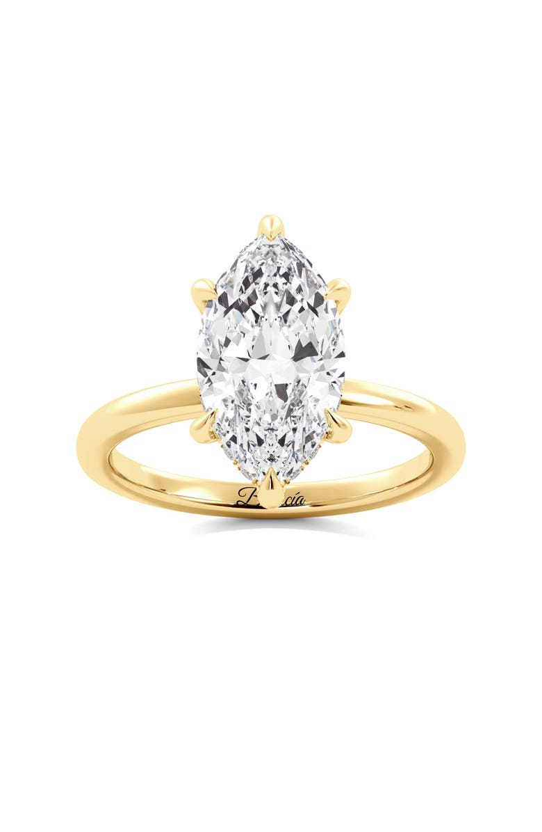 Balacia Marquise Diamond Solitaire Hidden Halo Engagement Ring, Main, color, Yellow Gold