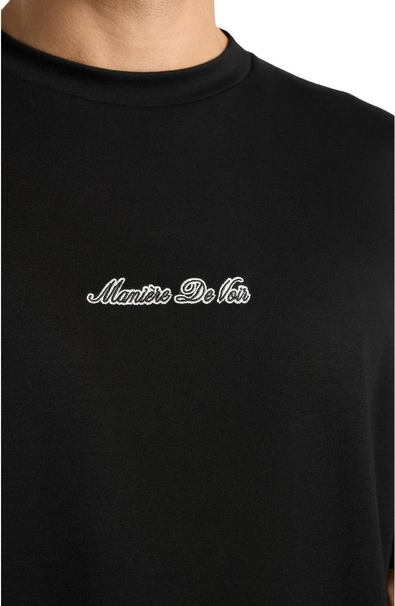 Manière De Voir Unisex Signature Relaxed Fit Cotton T-Shirt, Alternate, color, Black