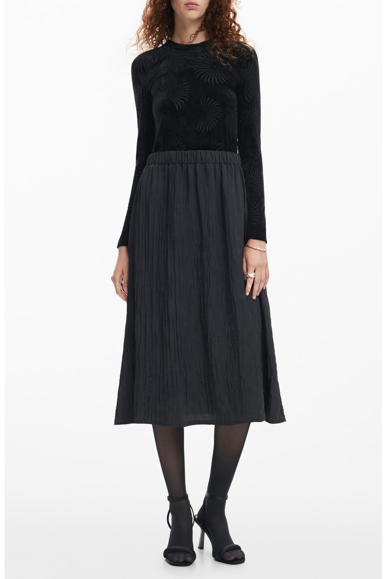 Chicago Long Sleeve Mixed Media Dress, Main, color, BLACK
